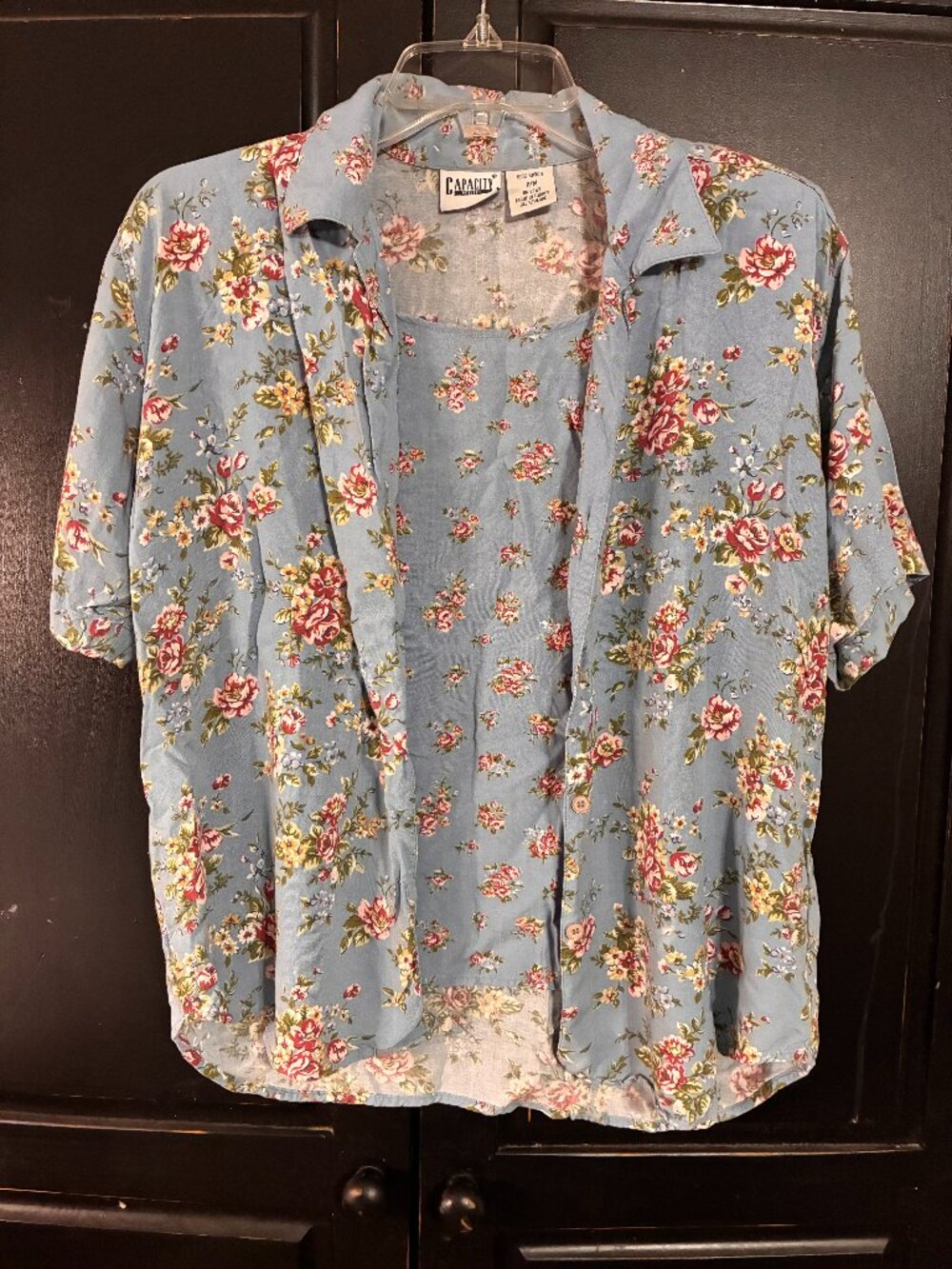 Floral Layered Buttermom Blouse Vintage Romantic Slinky Top Collared Petite M